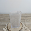 U-shape opening clear ribbed glass vase